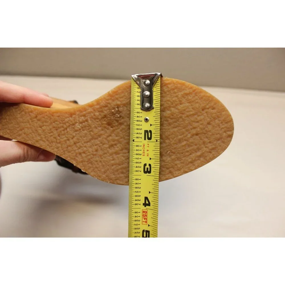 Bawcock wood leather adjustable buckle cross strap wedge sandals‎ 37